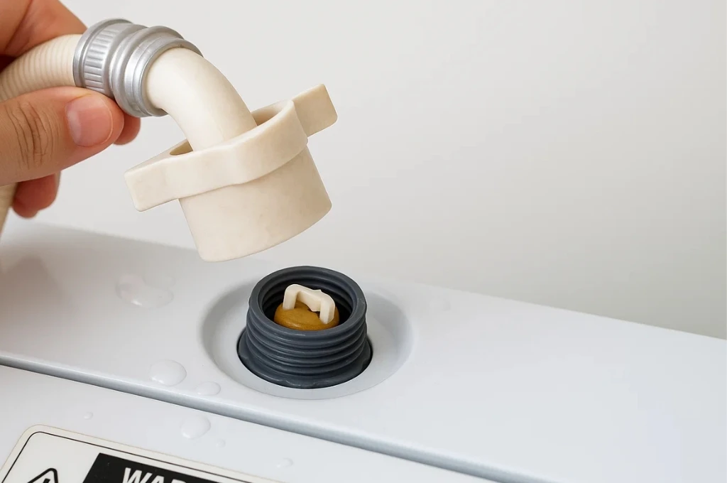 Kỹ thuật viên kiểm tra van cấp nước máy giặt bị kẹt gây lỗi máy không vào nước