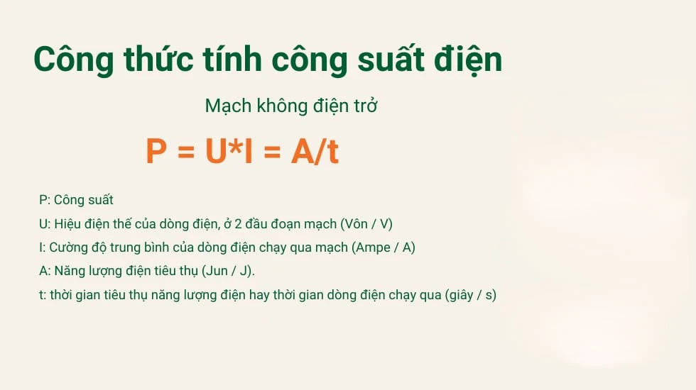 Công thức tính công suất