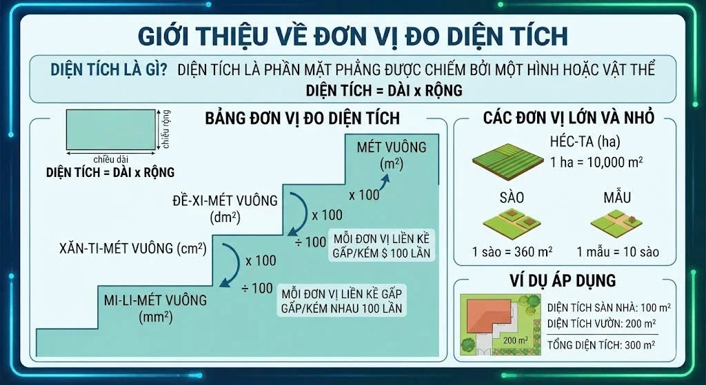 Bảng đơn vị đo diện tích