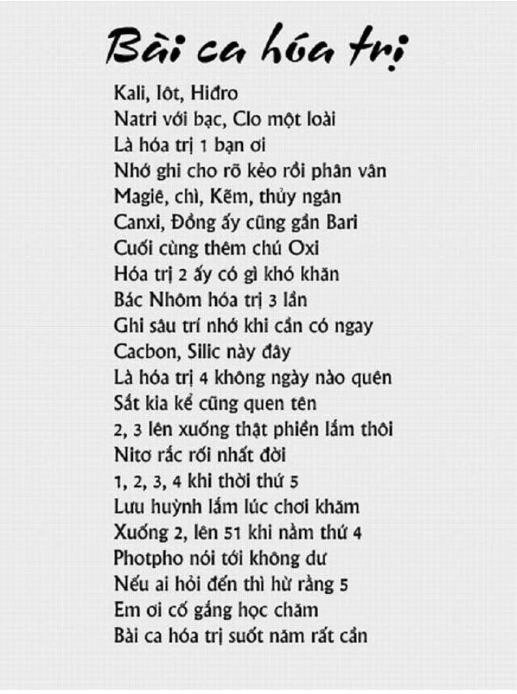 Bảng tuần hoàn hóa học lớp 7​